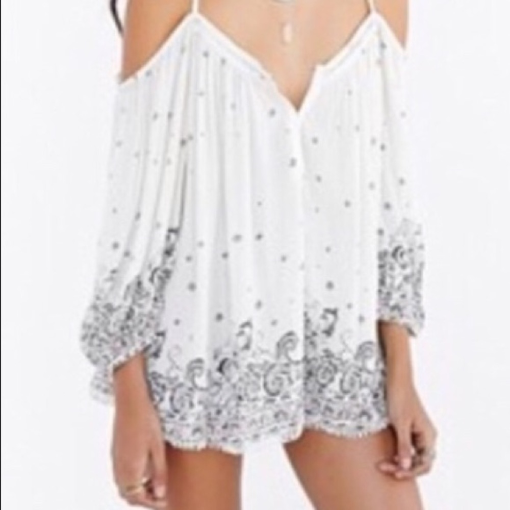 Urban Outfitter cold shoulder pom pom blouse
